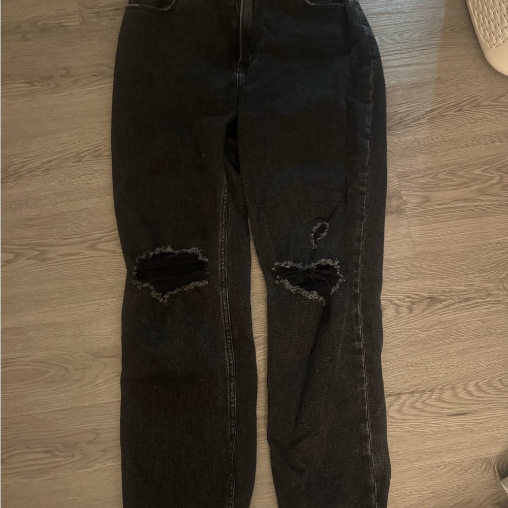Abercrombie & Fitch Black Ripped Straight Leg Jeans